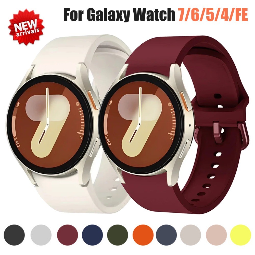 สายซิลิโคนสําหรับ Samsung Galaxy Watch 7/6/5/4/FE 44 มม.40 มม.5pro 45 มม.Quick Fit สร้อยข้อมือกีฬาสําหรับ Galaxy Watch 5/4 สายรัดข้อมือคลาสสิก