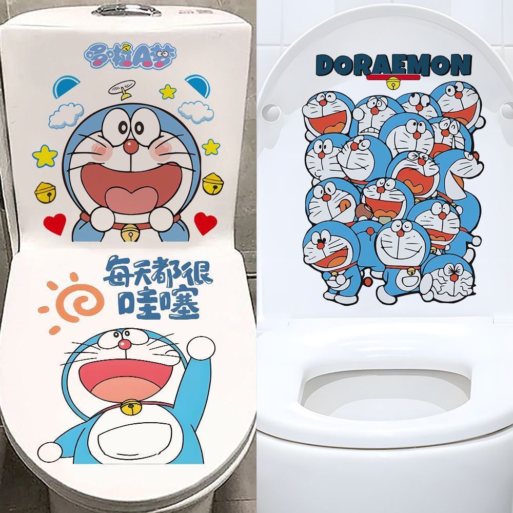 โดราเอมอนห้องน้ําสติ๊กเกอร์การ์ตูนตกแต่งฝาชักโครกตกแต่งสติ๊กเกอร์ตกแต่งห้องน้ําน่ารักห้องน้ําสติกเกอร์กันน้ําเปลี่ยนไท