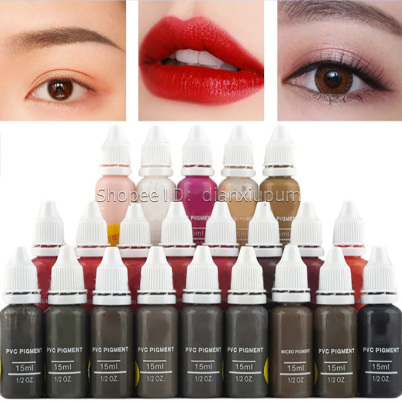 "Available" 1pcs 15ml professional tattoo ink ชุดแต่งหน้าถาวรคิ้ว lip eyeliner สัก PMU สักฝึกเม็ดสี body art Supplie