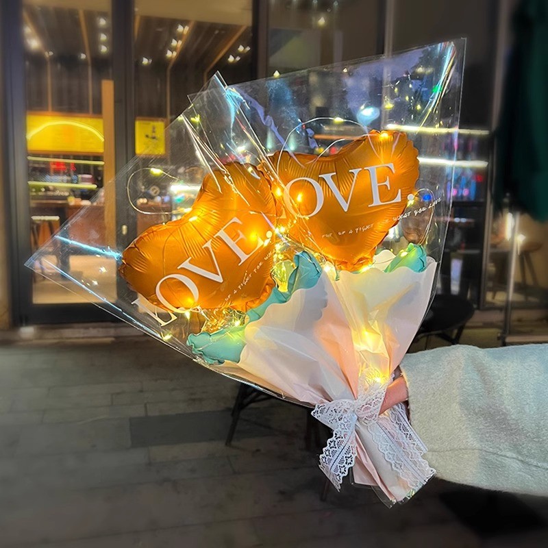 3d Baloons Love ลูกโป่งอลูมิเนียมรูปหัวใจช่อดอกไม้บอลลูนของขวัญวันวาเลนไทน์