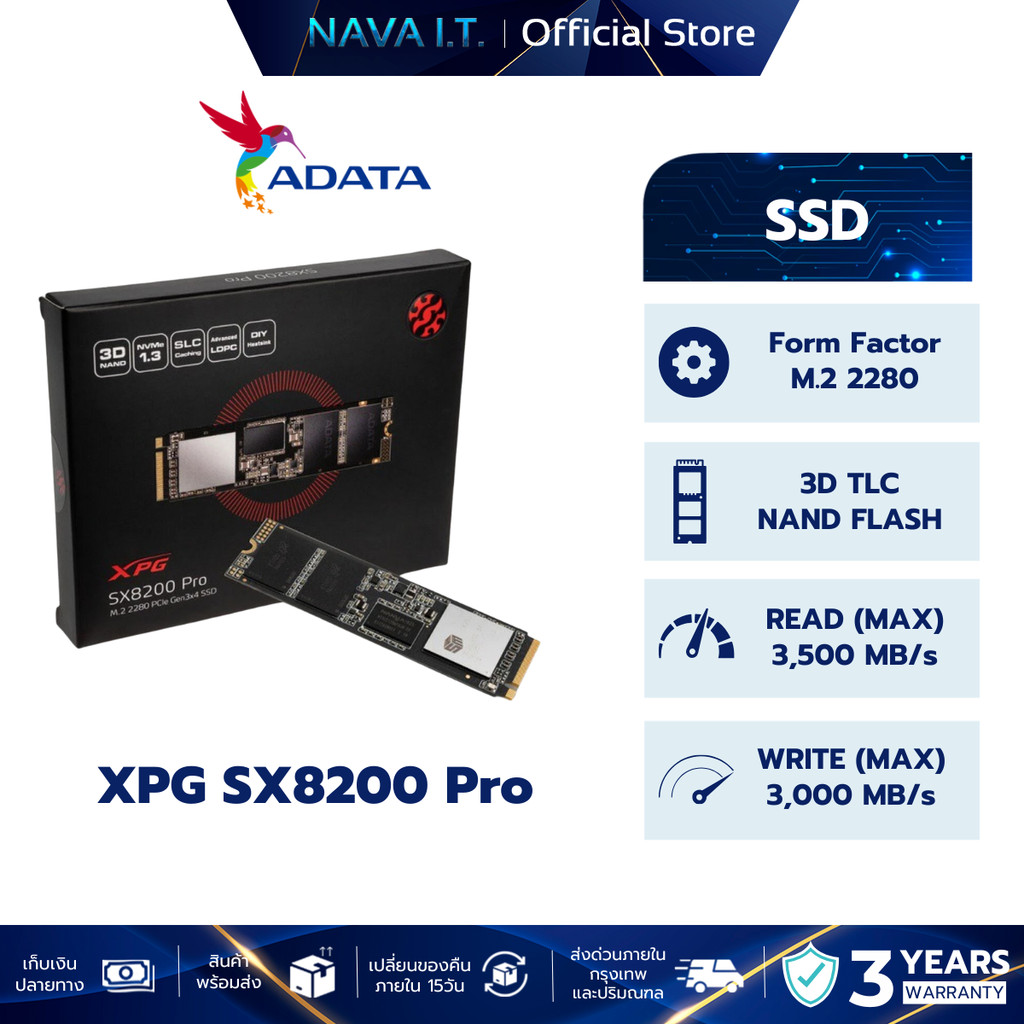 ADATA SSD XPG SX8200 PRO PCIE GEN3X4 M.2 2280 256GB/ 512GB/ 1TB/ 2TB