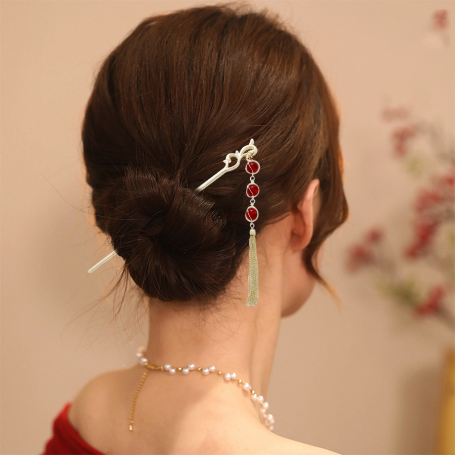 สไตล์จีนโคมไฟสีแดงพู่กิ๊บหญิงปีใหม่เทศกาลบอลกิ๊บบรรยากาศกิ๊บ - รูปที่ 2