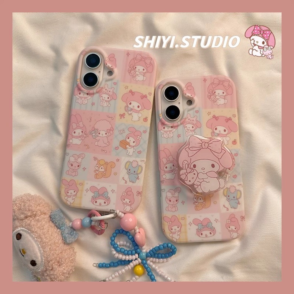 Iphone 14 Pro MaxปลอกThickenกันกระแทกIMDกรณีน่ารักGirly Melodyที่วางโทรศัพท์สายรัดข้อมือสร้อยข้อมือIphoneสําหรับIPhone 17 16 15 14 13 Pro Max