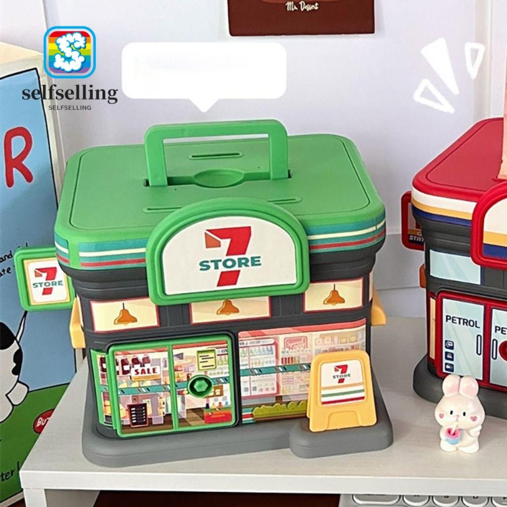 กล่องเงิน ตัวเอง, กล่องเงินสดรูปร้านค้าแบบพกพา, กุญแจล็อคแฟชั่น พลาสติก ความปลอดภัย โถออมทรัพย์ที่ปลอดภัย ของขวัญ