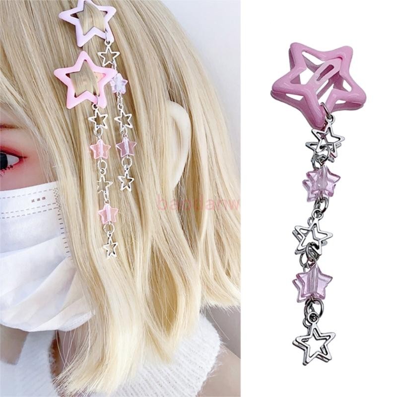 Bdw ผู้หญิงอินเทรนด์ Hairpin Star Fringe จี้ Hairclip สีสัน Macaron กิ๊บติดผมเครื่องประดับสําหรับสวมใส่ทุกวันสาว Accessorie
