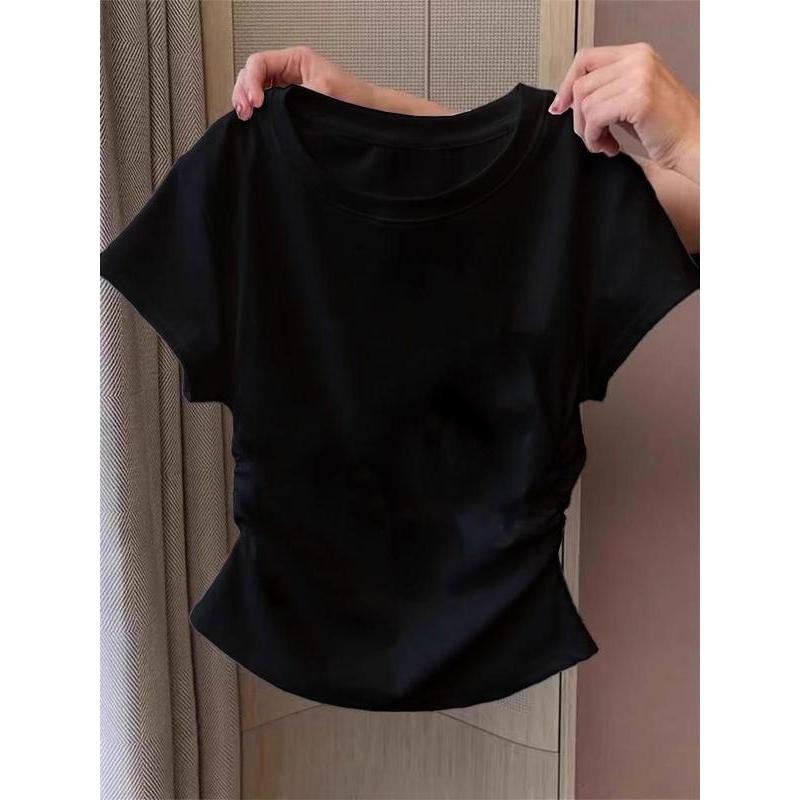 [ส่งตรงจากกรุงเทพ] เสื้อยืดแขนสั้น เอวจั้ม เสื้อเอวจั้ม เสื้อยืดผู้หญิง ลายสกรีน เสื้อยืดได้เยอะมาก ผ้าไม่หนา ใส่สบาย - รูปที่ 4