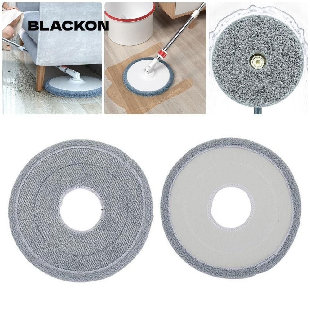 Blackon 1 ชิ้น Mop เปลี่ยนผ้า,สีเทารอบ Mop อุปกรณ์เสริม Mop Pads, ไมโครไฟเบอร์ 25 ซม.เปียกแห้งทําความสะอาดพื้น