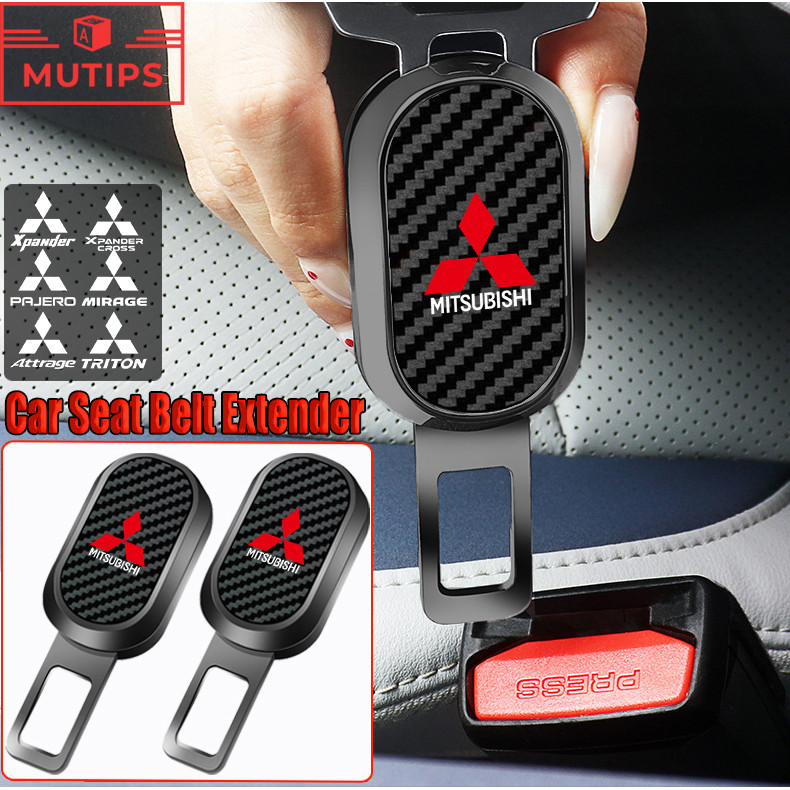 Mitsubishi เข็มขัดนิรภัย ส่วนขยาย หัวเข็มขัด คาร์บอนไฟเบอร์ หัวเข็มขัดนิรภัยรถยนต์ ตัวลดเสียง Xpander Cross Triton Grandis Attrage Mirage Outlander Xforce Pajero Sport ASX