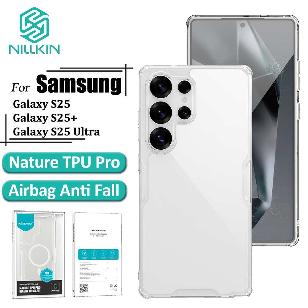 Nillkin Nature Pro สําหรับ Samsung Galaxy S25 Ultra S25 Plus S25 กรณีหรูหรา Soft TPU โปร่งใสถุงลมนิรภัยกันกระแทกปกหลัง