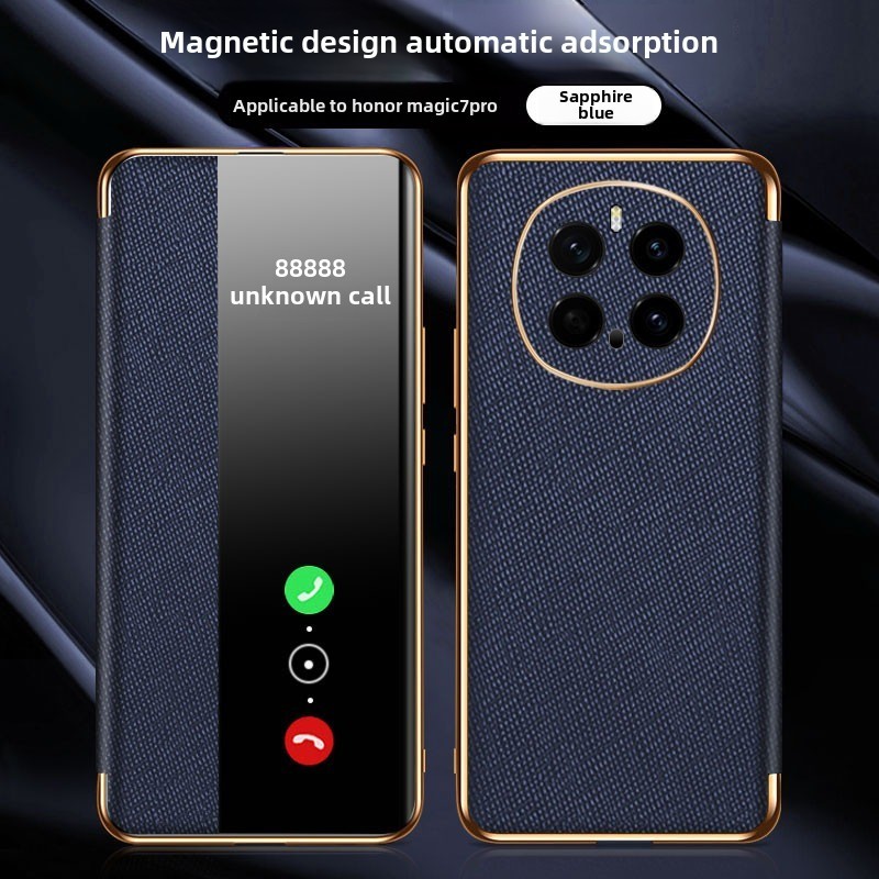 Casing For Honor Magic 7 Pro magic7 Luxury Window magnetic cross pattern leather Case กันกระแทก Flip