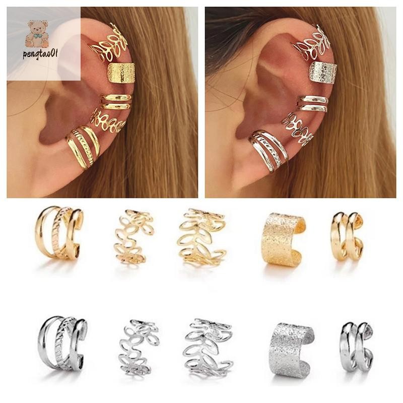 Pengatao01 5 ชิ้น/เซ็ตบุคลิกภาพที่เรียบง่ายหูCuffเครื่องประดับคลาสสิกหูอุปกรณ์เสริมสําหรับผู้หญิงทุกวันพรรคสวมใส่ใหม่