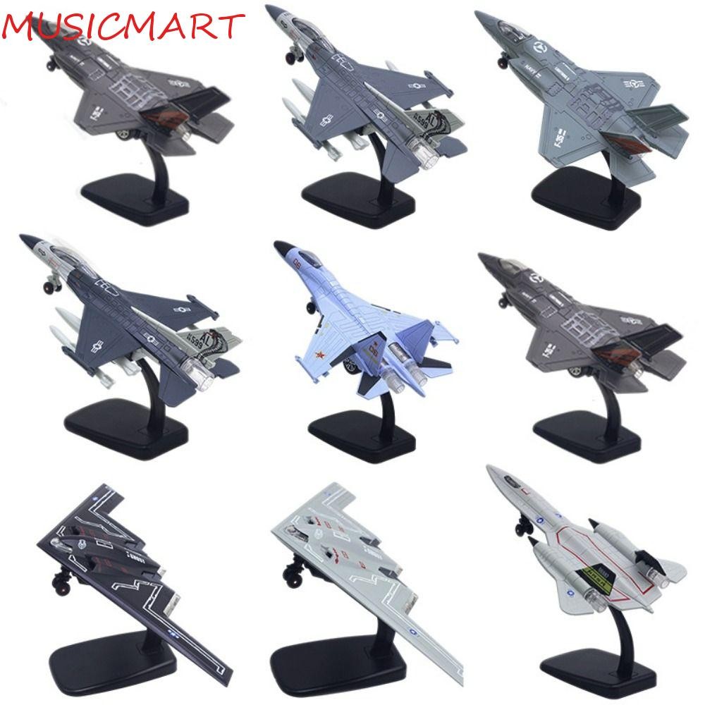Musicmart ของเล่นเครื่องบินรบ, Diecast Pullback & Go Aviao Plane Model, Tabletop Decor จําลองแสงเสีย