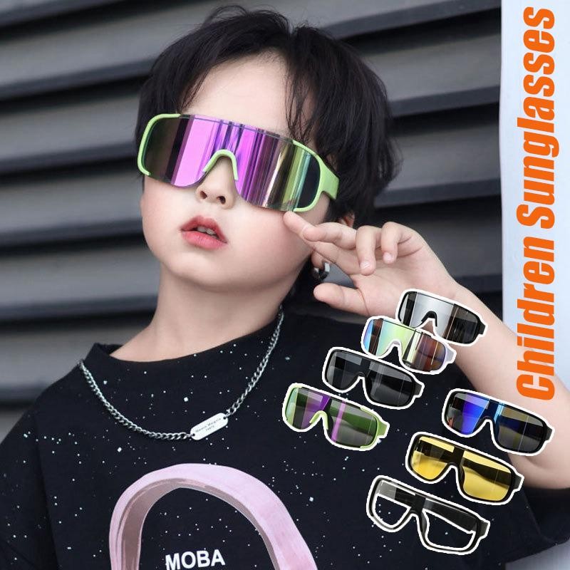 เด็กแว่นกันแดด ยูวี400เลนส์สําหรับเด็กแว่นตากีฬากลางแจ้งกรอบใหญ่ชายหญิงแว่นตากลางแจ้งอุปกรณ์จักรยาน นักปีนเขา แว่นตากันลม