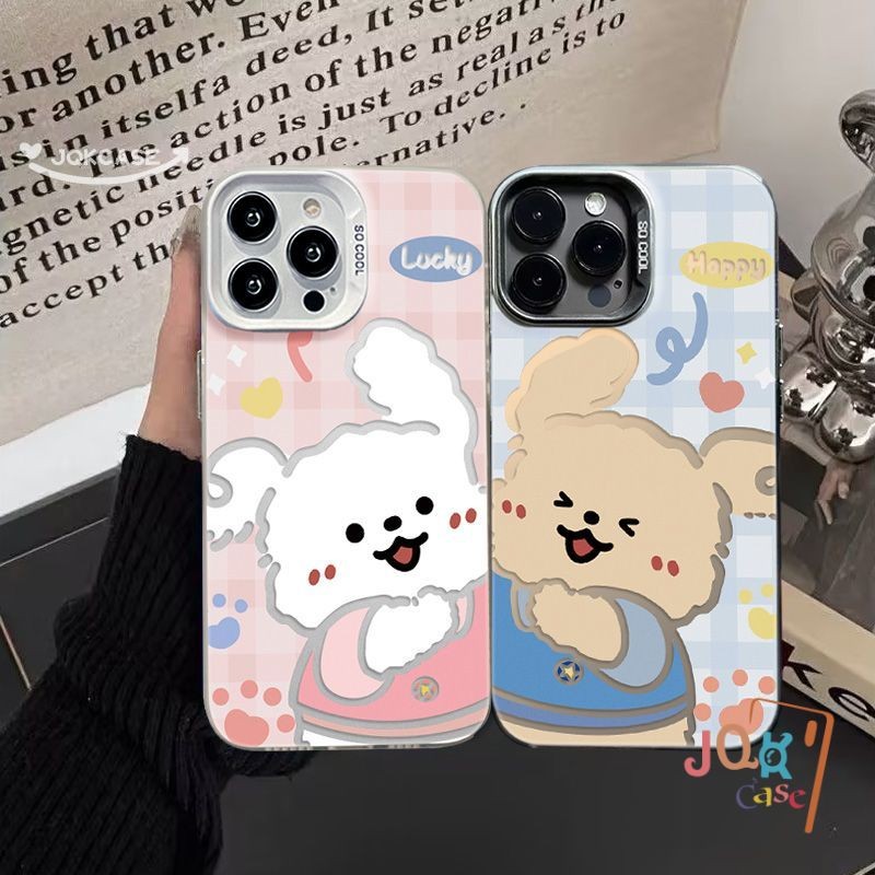 หมีและกระต่าย เคสคู่ เคสไอโฟน สำหรับ IPhone 15 12 14 13 16 11 Pro Max 7Plus 8Plus X XS XR Max 7 8 15 Plus SE หรูหรา เคส