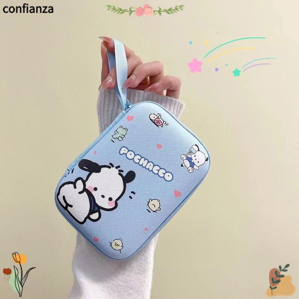 กล่องเก็บสายเคเบิลข้อมูล CONFIANZA, ฝาครอบป้องกันเครื่องชาร์จความจุขนาดใหญ่ Kuromi Pachacco Winnie, ลิปสติก EVA แบบพกพาเดินทางกลางแจ้ง