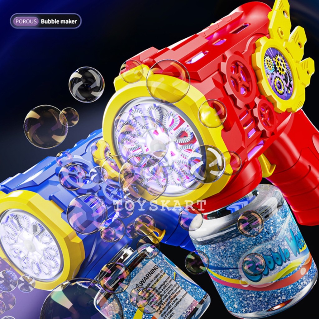 ปืนเป่าฟอง มีไฟ ทำฟองได้เยอะ ปืนยิงบับเบิ้ล อัตโนมัติ Bubble gun