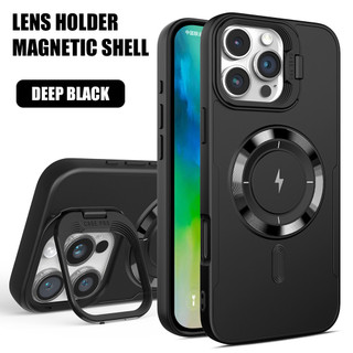 Magnetic Len Holder เคสทรศัพท์  For iPhone 13  เคส 11 16 Pro Max 14 15 12 16promax 15promax Silicone เคสโทรศัพท์มือถือ