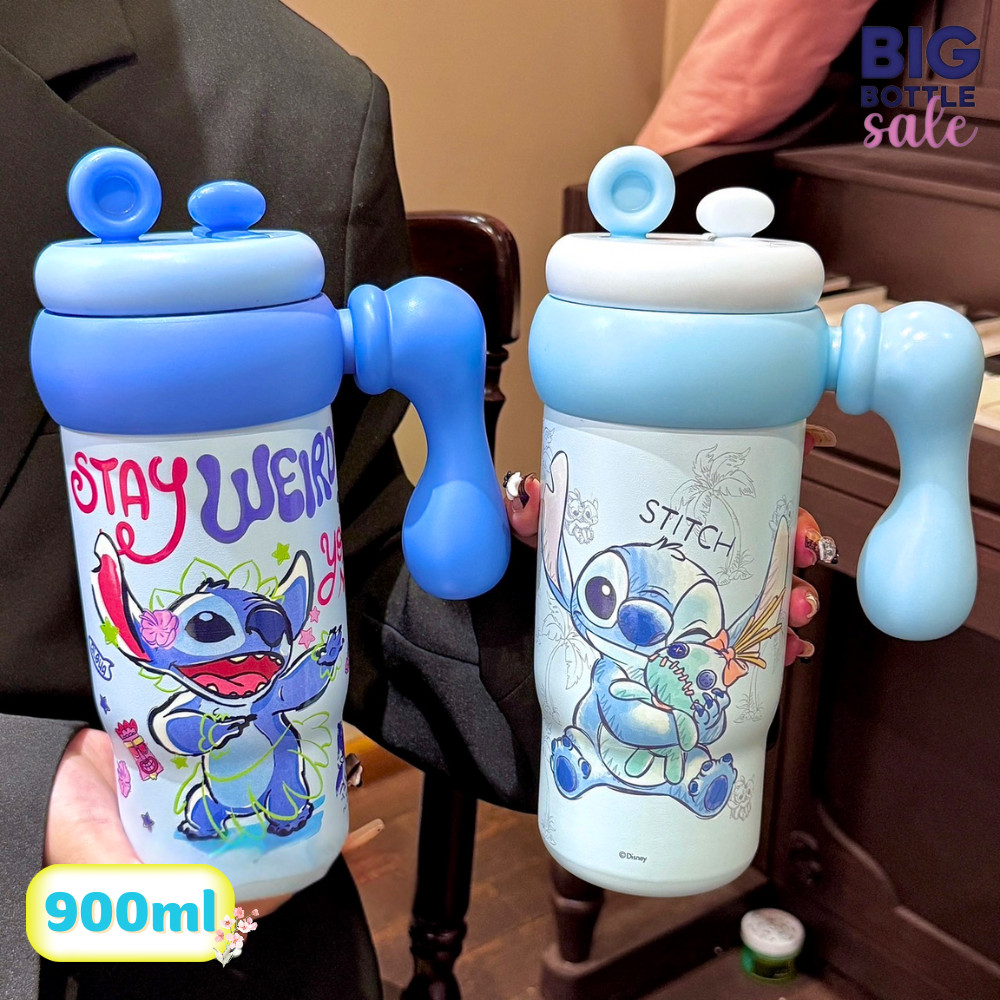 แก้วน้ำเก็บความเย็น แก้วน้ำเก็บอุณหภูมิ มีหลอดในตัว เก็บได้ทั้งร้อน-เย็น มีหูจับ หลอดใช้งาน2แบบ ขนาด900ml.