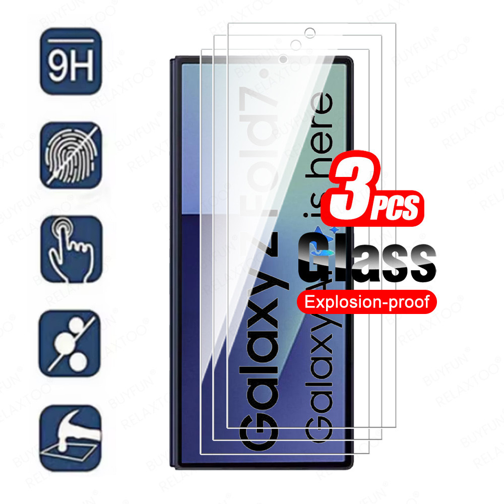 3 ชิ้นสําหรับ Samsung Galaxy Z พับ 7 ป้องกันหน้าจอ ZFold 7 ZFold7 5G ความปลอดภัยกระจกนิรภัยด้านนอก
