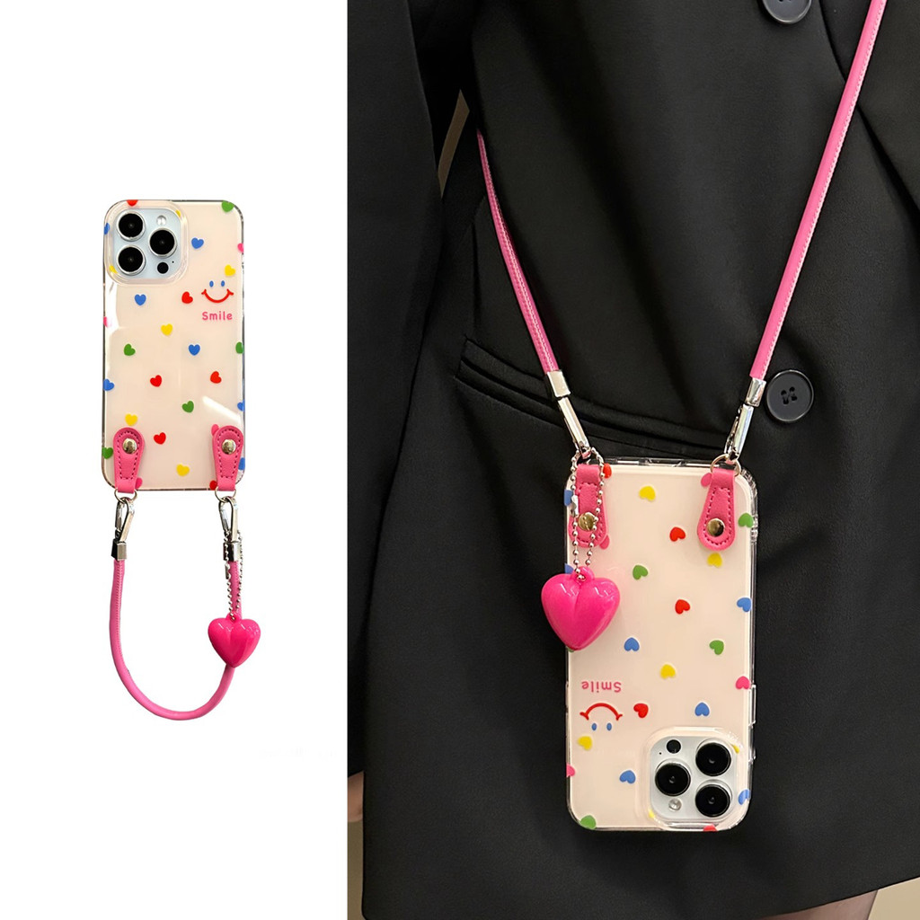 SN1075 สําหรับ iphone กันกระแทกเกาหลีน่ารักเคสโทรศัพท์ (16 PRO MAX กรณี/15 PRO MAX 16 plus 14 PRO MAX 16pro 12pro 11), ที่ถอดออกได้เชือกเส้นเล็กผู้หญิงการ์ตูน Art ins สายคล้องสําหรับสาว