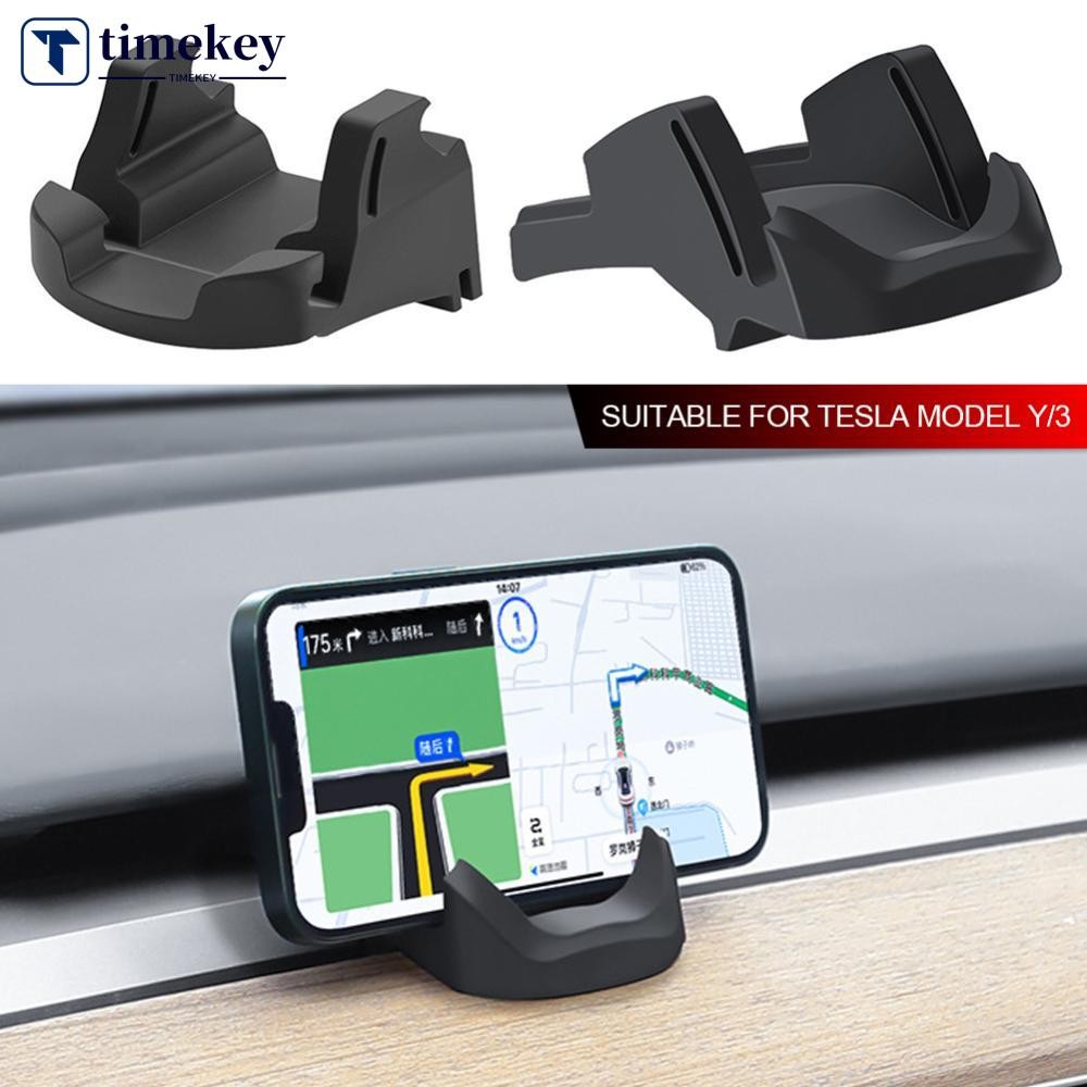 TME ที่วางโทรศัพท์ในรถยนต์ไม่มีร่องรอย Clip-on สําหรับแดชบอร์ด Air Vent ยางซิลิโคนเหลวสําหรับ Tesla 