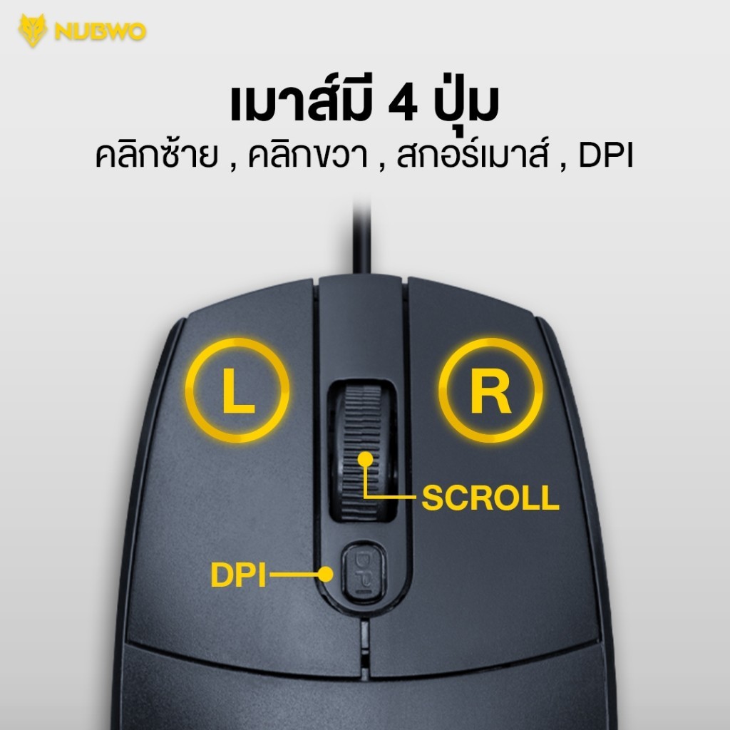 ส่งเร็ว  NUBWO NM158 Optical Mouse USB เมาส์ มีสาย เม้าส์ทำงาน เม้าส์เล่นเกม ปรับDpi ได้ 3 ระดับ ราคา ถูกที่สุด ดีลบีเคเค แกลเลอรีภาพที่ 4