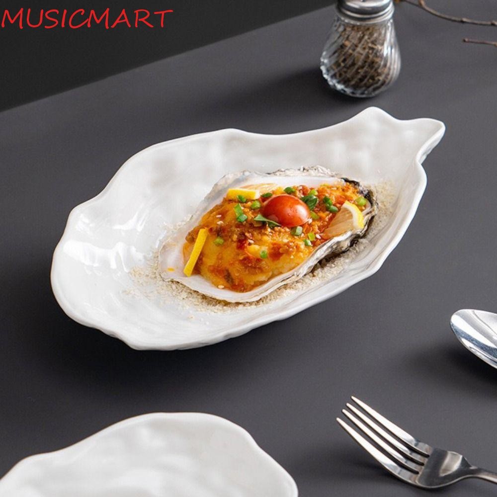 MUSICMART จานซาซิมิ, จานสลัดรูปทรงเปลือกหอยหอยนางรมเซรามิก, ออแกไนเซอร์ในครัว Creative Multi-Function นํากลับมาใช้ใหม่ได้จานเก็บอาหารค่ํา