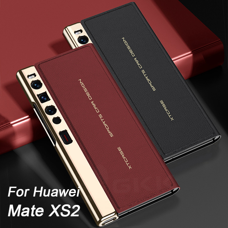 สําหรับ Huawei Mate XS 2 XS2 หรูหราชุบทาสีหนังแม่เหล็กพับวงเล็บปกแข็งสําหรับ Huawei Mate XS2 กรณี
