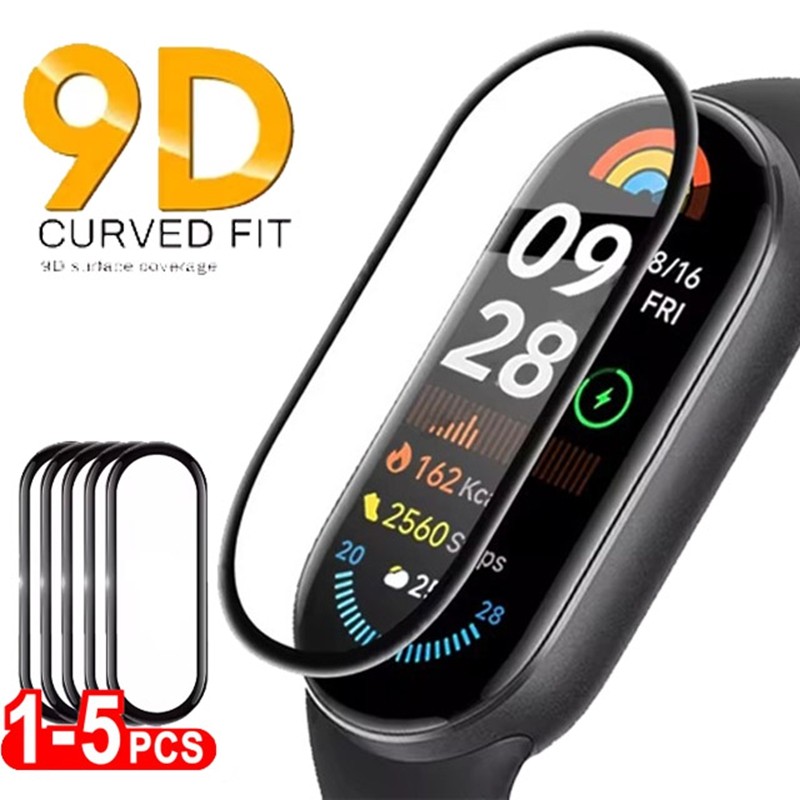 ป้องกันหน้าจอสําหรับ Xiaomi Mi Band 10/9/8 9D โค้งป้องกัน Ultra-HD Full Coverage Anti-scratch ฟิล์มสําหรับ Xiaomi Band 10 9 8