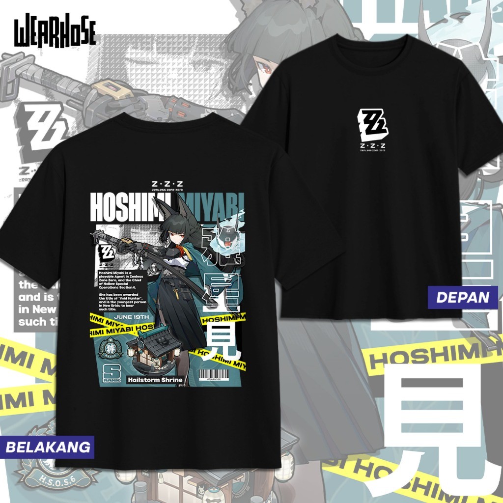 Kaos MIYABI ZZZ HOSHIMI MIYABI ZENLESS ZONE ZERO DB Unisex Distro อะนิเมะเสื้อยืดผู้ชายผู้หญิง Wearh