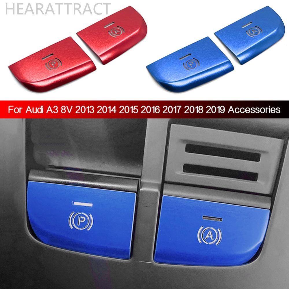 HEARATTRACT 2 ชิ้นรถอิเล็กทรอนิกส์ Handbrake เบรคมือปุ่มสติกเกอร์ Trim อุปกรณ์เสริมสําหรับ Audi A3 8