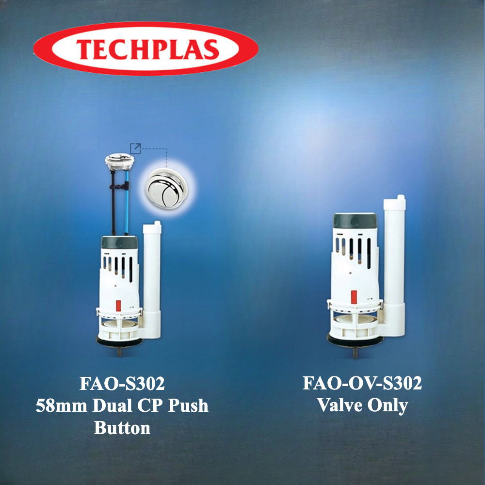 Techplas (วาล์ว FAO-OV-S302 เท่านั้น)(FAO-S302 58 มม.Dual CP Push Button)50 มม.One Piece 8′ ความสูง 