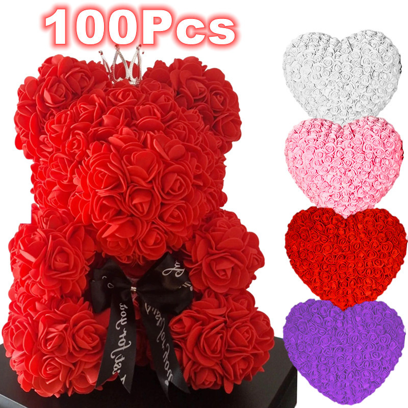 100ชิ้น3.5เซนติเมตรวันวาเลนไทน์โฟมดอกไม้กุหลาบหัวสําหรับตกแต่งงานแต่งงานดอกไม้ปลอมจัดโต๊ะรับประทานอาหารพรรคซัพพลาย