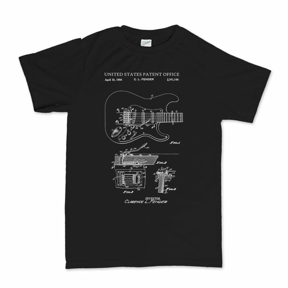 1956 Vintage Guitar Patent T Shirt 90s Casual Fashion Short Sleeve
