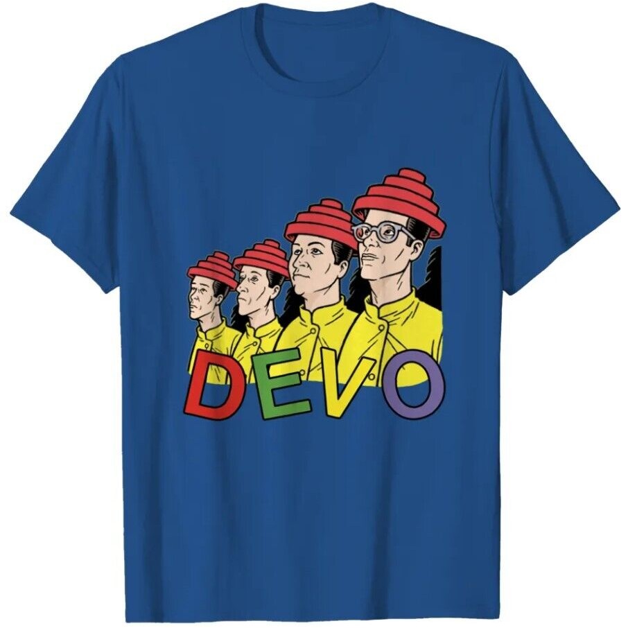 เสื้อยืด Devo Band ใหม่, เสื้อเพลง Devo Rock Band, ผ้าฝ้ายสีดํา Unisex Short Sle