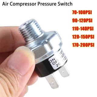 LUOLVTH สวิตช์ความดันอากาศ, 1/4 "NPT 12 V/24 V Air Compressor Switch, แบบพกพา 70-100/90-120/110-140PSI สวิตช์ความดันสําหรับ Air Tank อลูมิเนียมอัลลอยด์ควบคุม