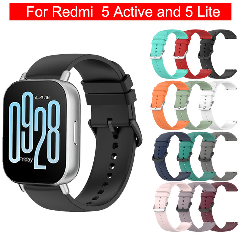 สายซิลิโคนสําหรับเล่นกีฬาสําหรับ Redmi Watch 5 Active 22 มม.สร้อยข้อมือสําหรับ Xiaomi Redmi Watch 3 Active 3 Lite สายรัดข้อมืออุปกรณ์เสริม