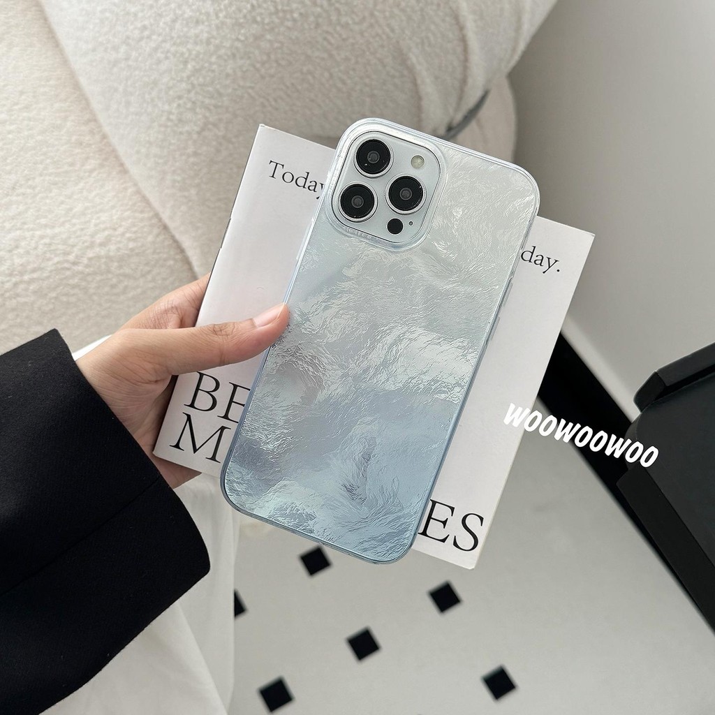 ใหม่ Blue Gradient รูปแบบเลเซอร์ Glacier รูปแบบเคสโทรศัพท์ Anti-Fall เคสโทรศัพท์สําหรับ iPhone 16 Promax 15 Promax 11 12 13 Mini 14plus 11 Pro Max X XS XR XS Max 78 7Plus