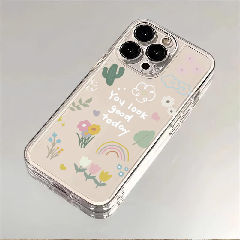 น่ารักแฟชั่นดอกไม้รักสําหรับRedmi 14C 12 13C 13 หมายเหตุ 14 13 12 11 Pro Plus Turbo 12S 11 10S Proดอกไม้สายรุ้งพิมพ์ใสกันกระแทกSoft TPU Cover
