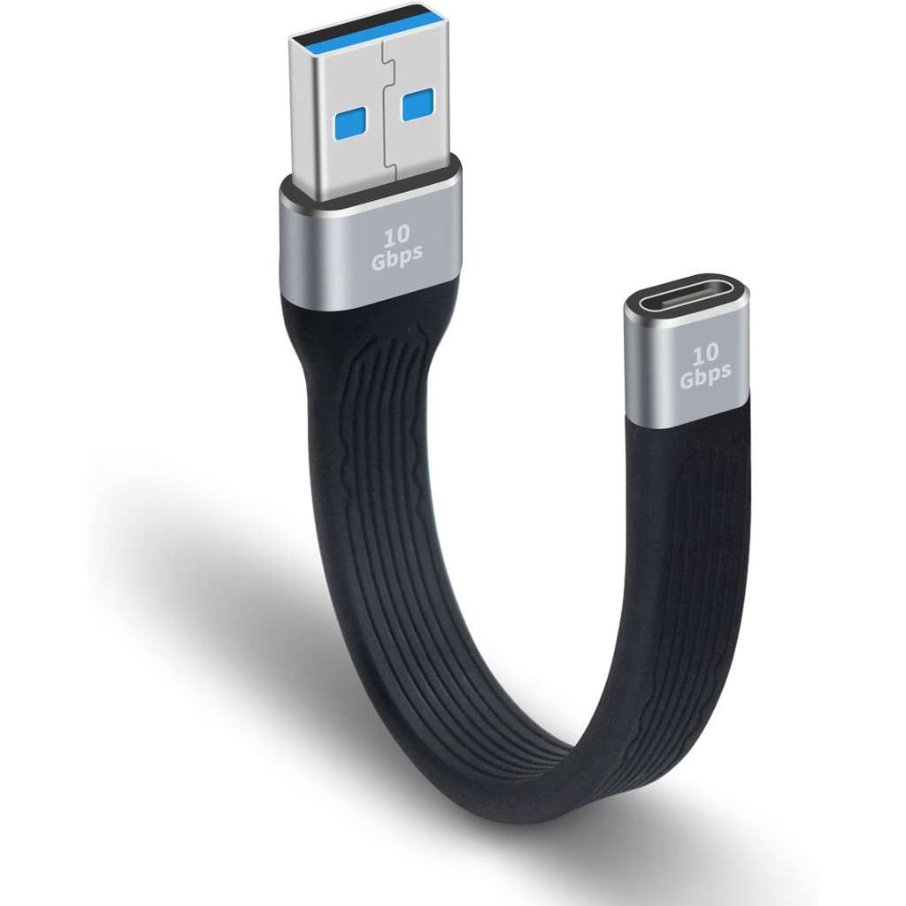 10gbps, USB C Female to USB A Male Adapter Cable, USB C to USB A Adapter Charger Soft Flat Short USB