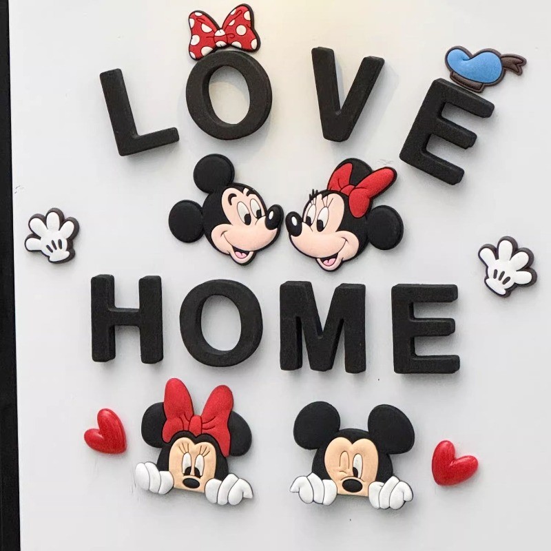 แม่เหล็กติดตู้เย็น3D Disney Mickey Minnie แม่เหล็กตู้เย็นสติกเกอร์น่ารักการ์ตูนของเล่นตุ๊กตาประตูทางเข้าตกแต่งของขวัญ