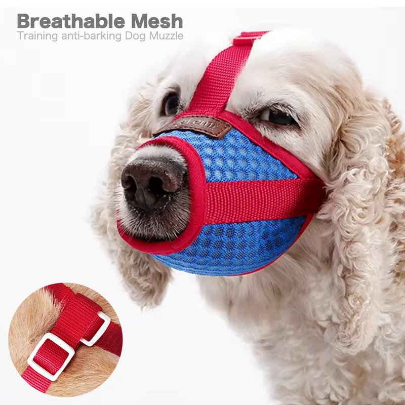 Breathable Small Dog Muzzle Pet Training Anti Biting Barking & Chewing Soft Mesh Mouth Mask for Shib