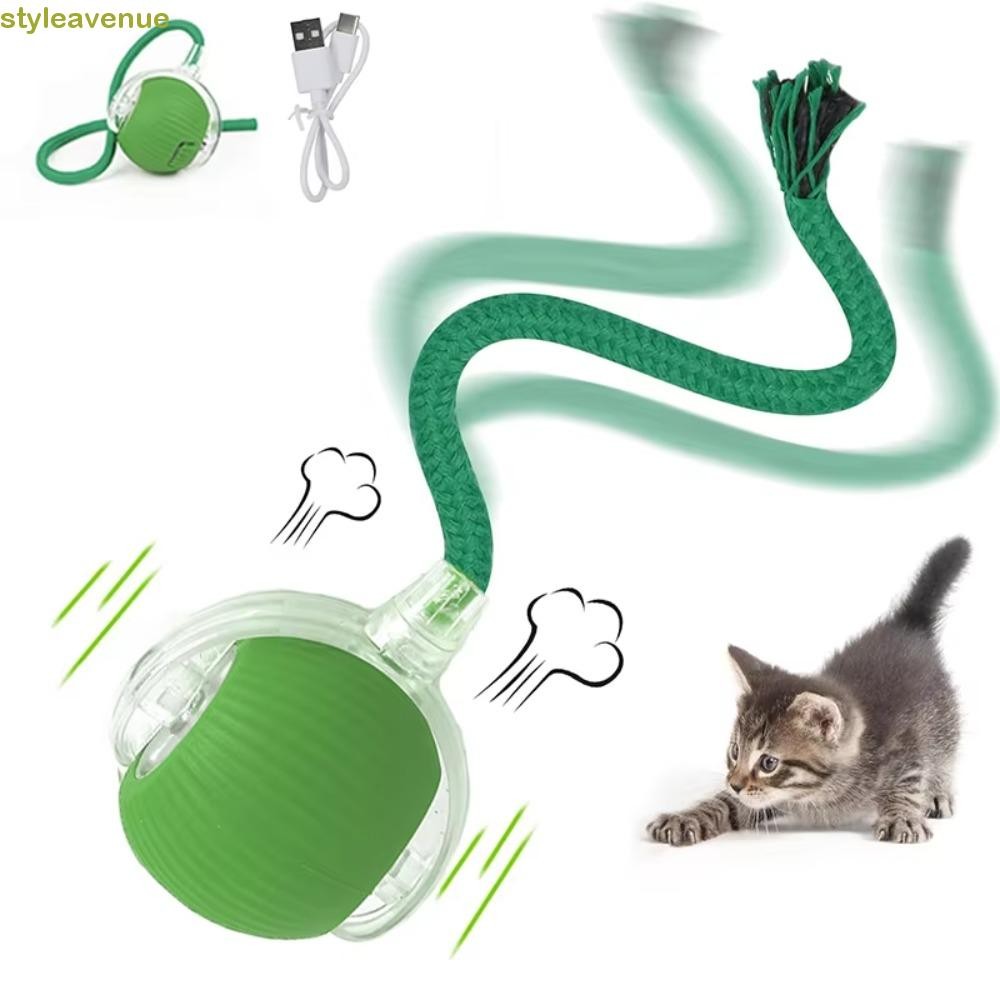 Styleavene Cat Interactive Ball, กลิ้งอัตโนมัติ Faux Tail สัตว์เลี้ยงของเล่นสําหรับ Anti-ความวิตกกังวล,กัดทนซิลิโคนเลียนแบบเมาส์สัตว์เลี้ยง Eletronic สมาร์ทบอลบรรเทาความเบื่อหน่าย
