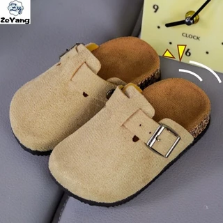 [ZY] 24-35 ขนาดพร้อมสต็อกรองเท้าลําลองเด็กหนา Soled Toe-Covered รองเท้าแตะฤดูใบไม้ร่วงฤดูหนาวรองเท้าแตะขี้เกียจรองเท้าด้านนอกรองเท้าในครัวเรือน