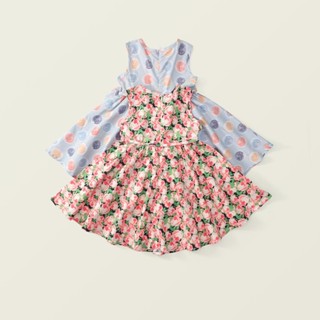 Hania kids พร้อมส่ง ชุดเดรสกระโปรงลาย K4125145