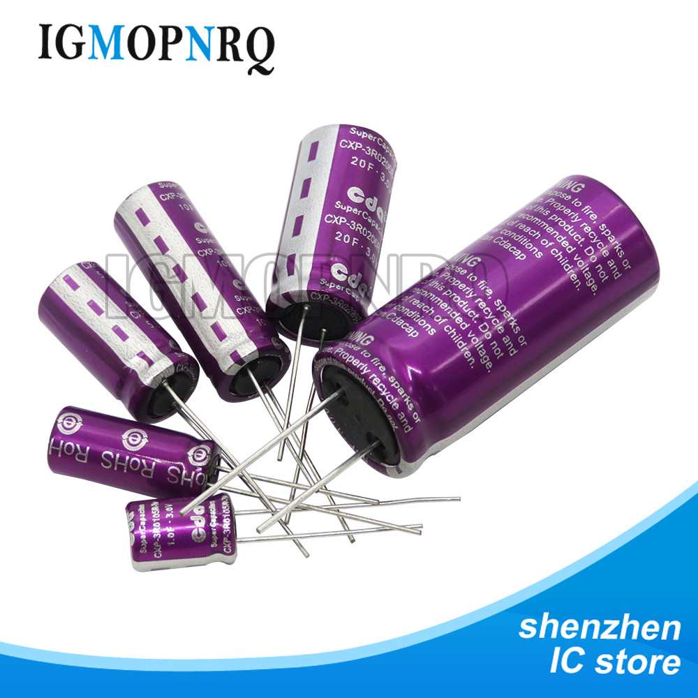 1pcs 3.0V Super capacitor 1.0F 2.0F 3.3F 5.0F 7.0F 10F 15F 20F 25F 30F 50F 60F 100F 120F Farad capac