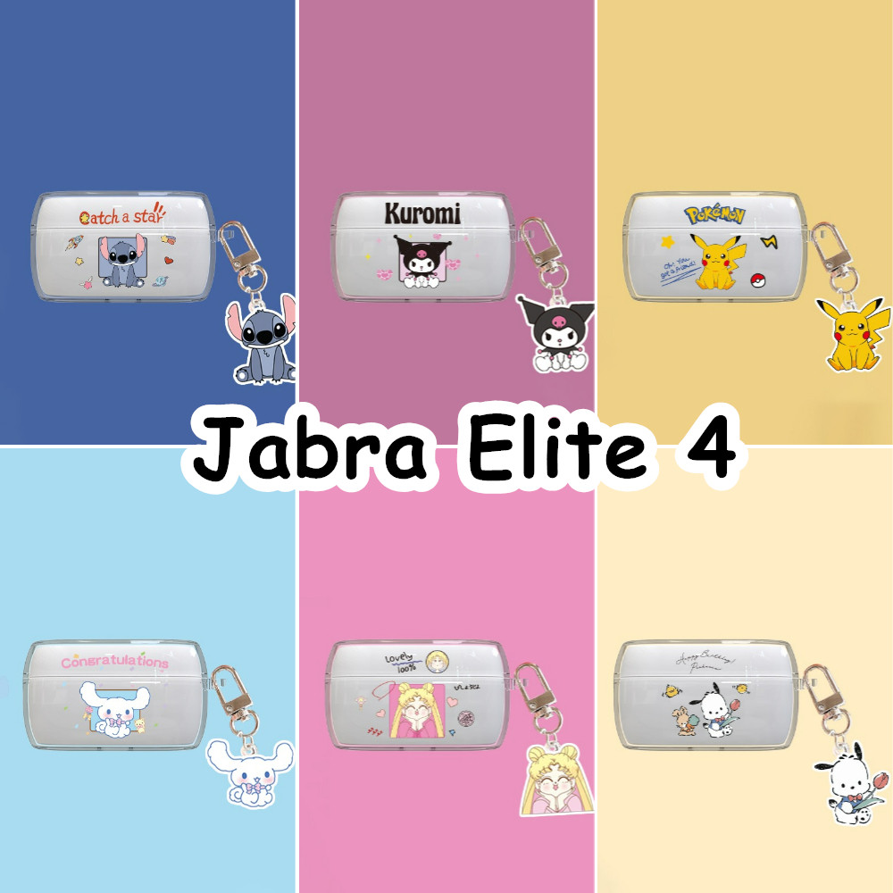 In Stockfor Jabra Elite 4 Case การ์ตูนซิลิโคนอ่อนนุ่มที่น่าสนใจหูฟังเคสฝาครอบ