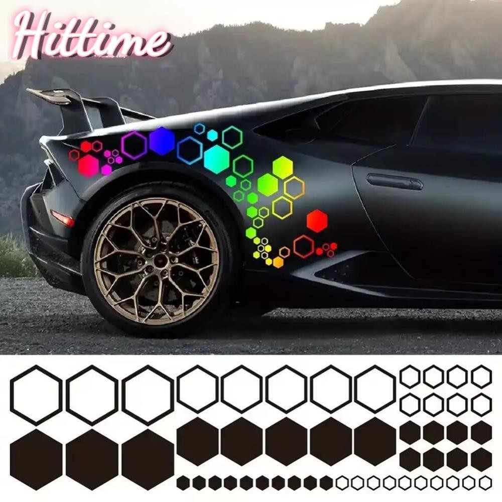 Hittime 52 ชิ้น/เซ็ตรถรังผึ้ง Auto ไวนิล Decals ขนาดใหญ่ขนาดเล็กผสมสติกเกอร์หกเหลี่ยม DIY ตกแต่ง H6Q1