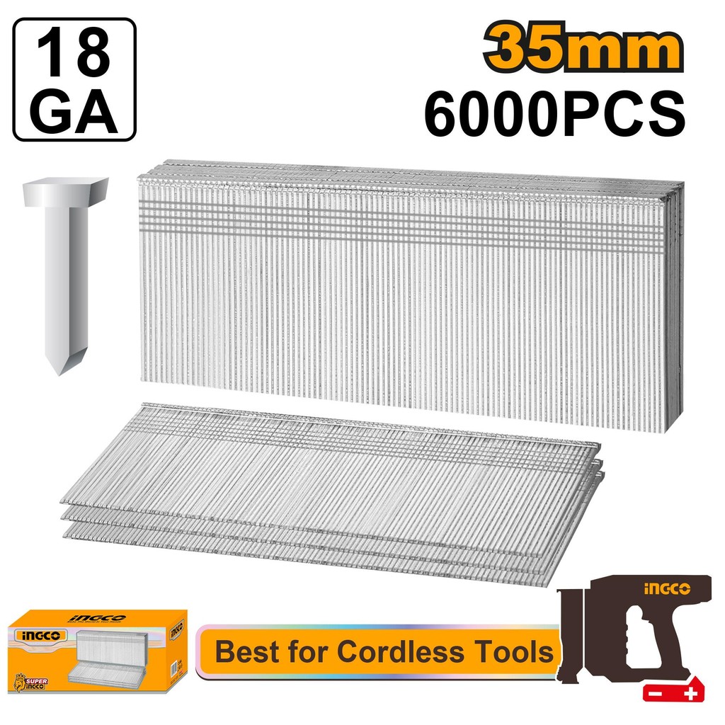 INGCO ลูกแม็กปืนยิงตะปู แบบขาเดี่ยว F35 (6000 นัด) GA18 mm ปืนยิงตะปูสำหรับงานไม้ รุ่น ANA18356
