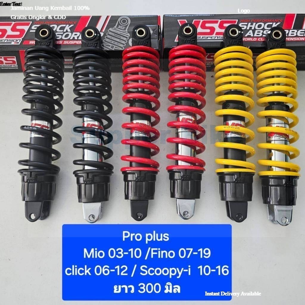 มีสปริงหลายสีให้เลือก โช้คหลัง YSS Mio / Click / fino / Scoopy 10-16 Pro Plus ยาว 300 มิล ของแท้ (1 ต้น)